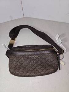 lot 148 image: New with tags Michael Kors brown canvas and leather belt bag