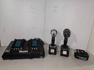 lot 174 image: Makita Dual Port Rapid Optimum Charger DC18RD (2) Makita Cordless Impact Drivers Makita 18V Lithium-Ion Battery