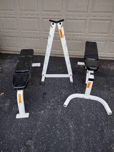 lot 206 image: ParaBody Serious Steel Incline bench and Multi-Function Weight Bench 874106 workout equipment.  Keys Weight Stand VDB-2