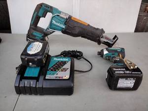 lot 230 image: (3) Makita tools 3-speed impact driver Reciprocal Saw DC18R charger
