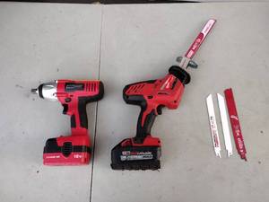 lot 241 image: Milwaukee Hackzall Reciprocating Saw 2625-20 Tool Shop impact wrench 241-9031 saw blades