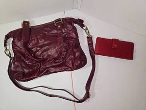 lot 217 image: Fossil red leather wallet issue no. 1954 and Latico Red Leather purse