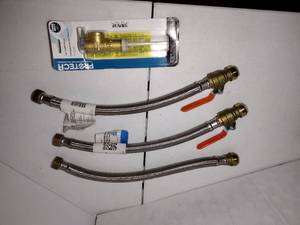 lot 255 image: Shark Bite flexible water heater connectors  Protech T & P release valve