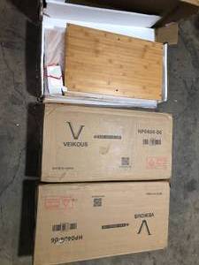 VEIKOUS Yellow Bamboo 31.4 in. W Sideboard Buffet Accent Storage Cabinet with Rattan Doors  Customer Returns See Pictures