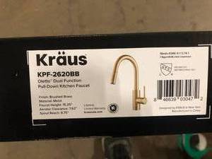 KRAUS Oletto Single-Handle Pull-Down Kitchen Faucet with Dual-Function Sprayer in Brushed Brass  Customer Returns See Pictures