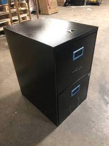 OSP Home Furnishings 2 Drawer Black Metal 14.25 in. Locking Vertical File Cabinet  Customer Returns See Pictures