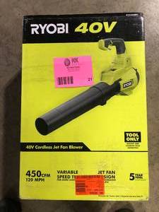 RYOBI 40V 120 MPH 450 CFM Cordless Battery Variable-Speed Jet-Fan Blower (Tool-Only) Customer Returns See Pictures
