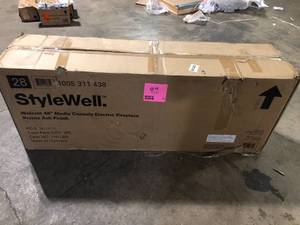 StyleWell Wolcott 48 in. Media Console Electric Fireplace in Prairie Ash  Customer Returns See Pictures