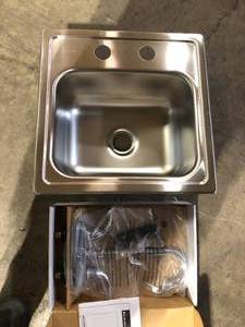 Elkay 15in. Drop-in 1 Bowl 20 Gauge Durable Satin Stainless Steel Sink w Faucet Customer Returns See Pictures
