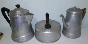 Vintage Aluminum CoffeeTea Pots (3)