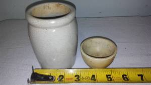Antique Wedgewood Mortar Cup And Marmalade Jar.
