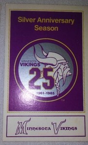 Minnesota Vikings Collector Cards 1985 25th Anniversary Season. Sponsored By Pepsi, Frito Lay, KS 95 Fm, Minnesota Crime Prevention.