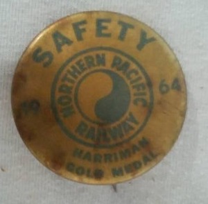 1964 Northern Pacific Railway Gold Medal  Safety Pin.