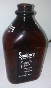 Amber Brown 2 Quart Dairy Bottle. Duraglas