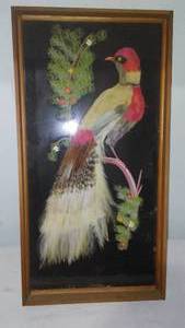 Vintage Folk Art Feather Craft Artwork.