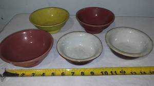 Hall Pottery, (5) Bowls.
