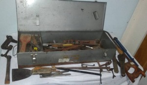 Vintage Metal Tool Chest and Contents.