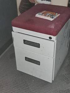lot 401 image: Padded Top  Metal File Cabinet 2-drawer