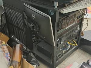 lot 37 image: Server Tower with Tripplite Powerstrip, Dell 19 Monitor, Keyboard