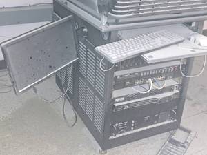 lot 93 image: Server Tower with Tripplite Powerstrip, Dell 19 Monitor, Keyboard & Mouse
