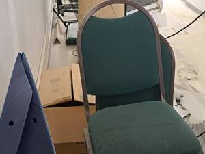 lot 156 image: Lot of (3) Padded Metal Office Side Chairs