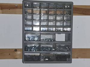 lot 161 image: Wall-Mount Parts Organizer Cabinet with Assorted Nuts, Bolts