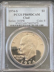 1974-S Eisenhower Dollar Proof PCGS PR69 Deep Cameo Clad