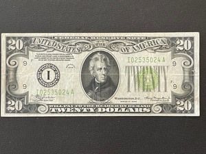 1934 Green Seal $20 Federal Reserve Note
