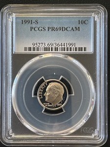 1991-S Roosevelt Dime Proof PCGS PR69 Deep Cameo