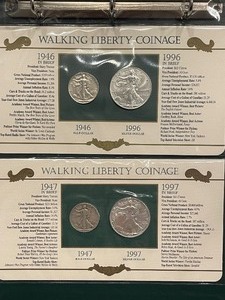 Silver Eagle Dollars and Walking Liberty Half Dollars with Binder