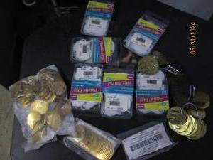 lot of plastic and metal tags...