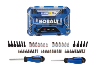 lot 45 image: Kobalt 65-Piece Standard (SAE) and Metric Combination Polished Chrome Mechanics Tool Set with Hard Case Model # 81782