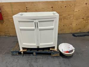 lot 64 image: allen  roth Moravia 36-in White Undermount Single Sink Bathroom Vanity