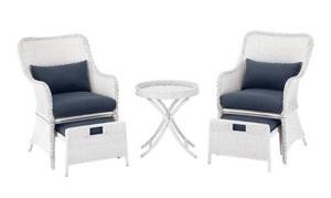 lot 90 image: HAMPTON BAY Garden Hills 5-Piece Wicker Outdoor Chat Set with CushionGuard Sky Blue Cushions