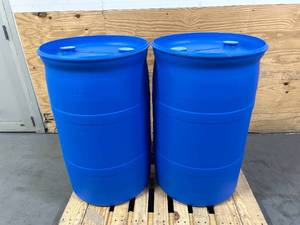 lot 111 image: ENTEGRIS Lot of 2- 50 gal Plastic Barrels (food grade)