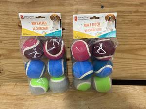 lot 132 image: RUN & FETCH Lot of 2 Packs of- Squeaker Balls for Dogs (6 balls per pack)