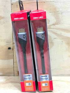 lot 122 image: Lot of 2 - Built-In Red LED Light 6 FT High Speed 4K HDR HDMI Cables