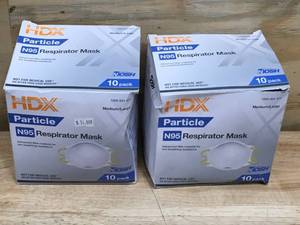 lot 100 image: Lot of 2 - 10 Count HDX N95 Respirator Mask Size MediumLarge