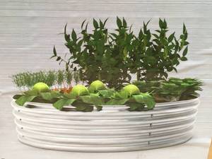 lot 130 image: 4x12 Round Galvanized Metal Planter Box