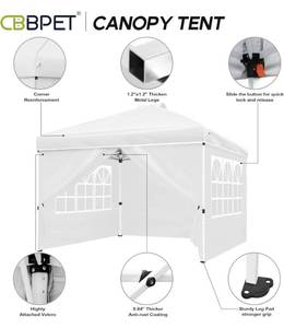 lot 173 image: CBBPET 10x10 Pop Up Canopy Instant Folding, Outdoor Canopy Tent with Sidewalls and Windows Sun Protection for Vendor Events, Outdoor Craft Show, Farmers Markets(White)