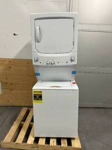 lot 192 image: GE Unitized Spacemaker 3.8 cu. ft. Capacity Washer with Stainless Steel Basket and 5.9 cu. ft. Capacity Electric Dryer  Model GUD27ESSM1WW