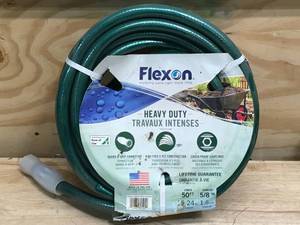 lot 188 image: Flexon 58 in. D X 50 ft. L Heavy Duty Garden Hose