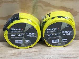 lot 190 image: Lot of 2 - Keeper 30 Ft Recovery Strap With Ware Guard Model # 02942