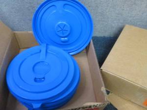 lot 76 image: 10 Blue Lids w Cross Hatch Opening...