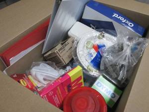lot 119 image: Box of Assorted Office Supplies...
