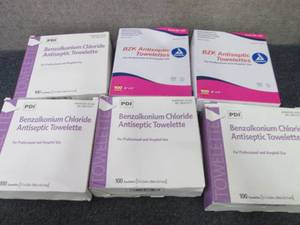 lot 282 image: 6- 100 ct Boxes Benzaalkonium Chlor...