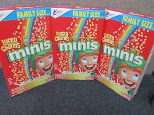 lot 310 image: 3- 18.6 oz Boxes Lucky Charms Minis...