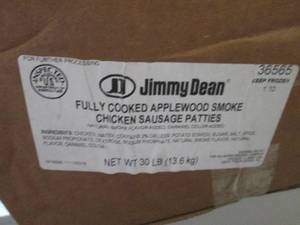 lot 504 image: 30 Lb FROZEN Jimmy Dean Fully Cooke...