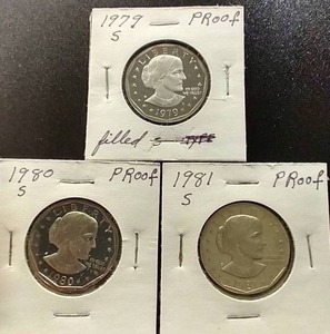 (3) Proof Susan B Anthony Dollars - 1979-1981