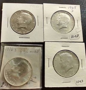 (4) 40% Silver Kennedy Half Dollars - Including Unc Bicentennial
